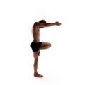 Yoga alphabet, letter F formed by body of yogi