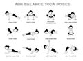 Yoga Arm Balance Poses Vector Illustration Monochrome Royalty Free Stock Photo