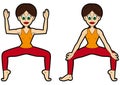 Yoga asana set goddess or temple pose tiptoe variations