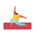 Yoga Asana. Young Sporty Woman Fat Figure Wearing Sports Wear Training. Female Character Doing Lunge