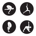 Yoga asanas icons set