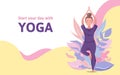 Yoga background for website template, articles, banners, promotion. Healthy lifestyle, relaxation concept.