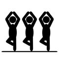 Yoga balance asana people pictogram flat icon on white