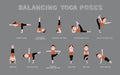 Yoga Balancing Poses Vector Illustration Royalty Free Stock Photo