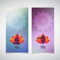 Yoga banner collection. Ethnic ornament and human silhouette. Eps 10 vector illustration.