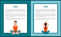 Yoga Banner, Woman in Sitting Poses, Color Icons