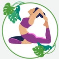 Yoga for a beginner. Exercise or properly asana posture flat. In minimalist style. Cartoon raster