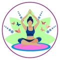 Yoga for a beginner. Exercise or properly asana posture flat. In minimalist style. Cartoon Vector