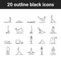 Yoga black line icons set. Different yoga poses and asanas. Pictogram for web page, mobile app, promo. UI UX GUI design element. Royalty Free Stock Photo