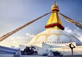 Yoga at Bodnath stupa in Kathmandu Royalty Free Stock Photo