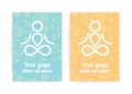 Yoga cards or banners with floral pattern background.