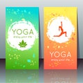 Yoga cards with girl in yoga pose, lotus