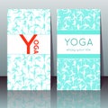 Yoga cards with girls in yoga poses and sample text