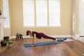 Yoga Caturanga Dandasana Pose back flat on tippy toes