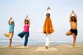 Yoga Class Beach Group Relaxing Concept