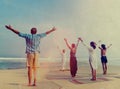 Yoga Class By The Beach Relaxation Peace Healthy Concept Royalty Free Stock Photo