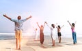 Yoga Class By The Beach Relaxation Peace Healthy Concept Royalty Free Stock Photo