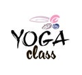 Yoga class concept logo design. Elegant hand lettering for your design. Modern brush calligraphic style. Vector Royalty Free Stock Photo