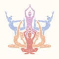 Yoga Class, Group of women practice yoga graphic vector.