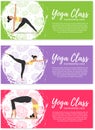 Yoga class horizontal flyers in flat style