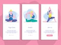 Yoga class onboarding mobile app page screen set. Royalty Free Stock Photo