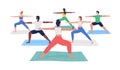 Yoga class during pandemic flat color vector faceless character