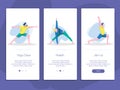 Yoga class, school, studio onboarding page screen set Royalty Free Stock Photo