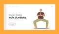 Yoga Class for Seniors Landing Page Template. Elderly Male Character Exercises. Man Stretch Body, Healthy Lifestyle Royalty Free Stock Photo