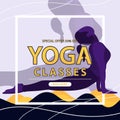 Yoga classes special offer, Woman yoga pose. Modern flat design concept of web page design for website