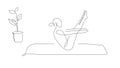 yoga Cobra Pose. One line yoga asana illustration. Vector pilates simple pose