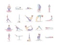 Yoga color line icons set. Different yoga poses and asanas. Pictogram for web page, mobile app, promo. UI UX GUI design element. Royalty Free Stock Photo