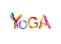 Yoga. Colorful triangular letters