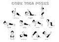 Yoga Core Poses Vector Illustration Monochrome