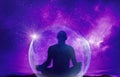 Yoga cosmic space meditation illustration Royalty Free Stock Photo