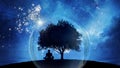 Yoga cosmic space meditation illustration Royalty Free Stock Photo