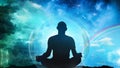 Yoga cosmic space meditation illustration Royalty Free Stock Photo