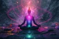 Yoga cosmic space meditation. Visualization Of Bright Energy Accumulating