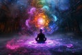 Yoga cosmic space meditation. Visualization Of Bright Energy Accumulating