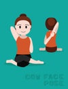 Yoga Cow Face Pose Cartoon Vector Illustration