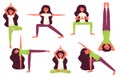 Yoga cute girl poses. Flat Yoga poses. Namaste. Yoga vector illustration.