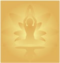 Yoga Day meditation parvastasna pose banner against golden lotus petals with beautiful gradient vector design colour on Golden Bac
