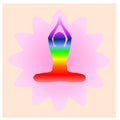 Yoga Day meditation parvastasna pose banner with seven aura energy Chakra against pink lotus petals Royalty Free Stock Photo