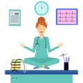 Yoga doctor woman, workplace