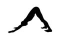 Yoga Downward Facing Dog Pose or Svanasana. Man silhouette practicing yoga. Vector illustration