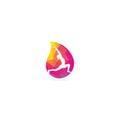 Yoga drop shape concept logo design template. Royalty Free Stock Photo