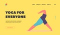 Yoga for Everyone Landing Page Template. Old Man Stand in Asana with Raised Leg, Healthy Lifestyle, Relax