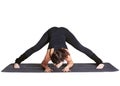 Yoga excercising prasarita padottanasana Royalty Free Stock Photo