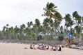 Yoga exercise in the beach