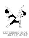 Yoga Extended Side Angle Pose Cartoon Vector Illustration Monochrome