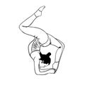 gymnastics exercise. Silhouette of a girl on a white background, black lines.